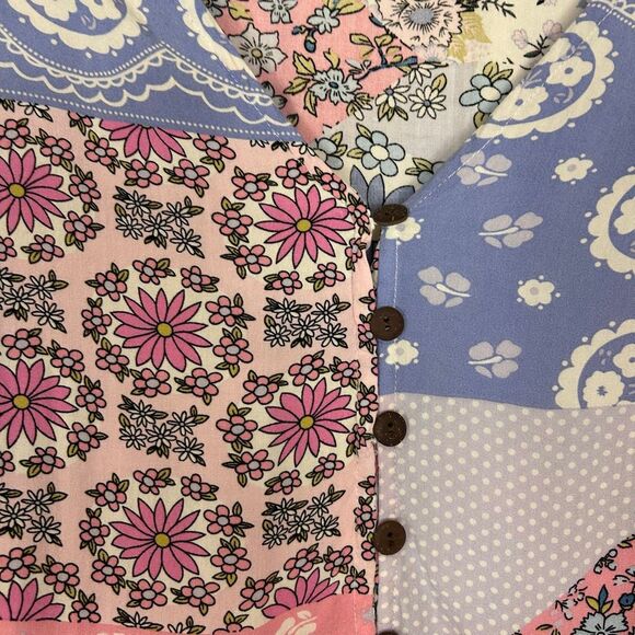 Rusttydustty Dress 3XL Purple V-Neck Short Sleeve Tiered Floral Mini Patchwork - Picture 5 of 15